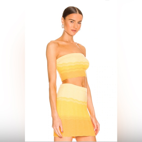 REVOLVE X Camila Coelho Avalon Knit Top & Skirt in Yellow Ombré size Small - Picture 2 of 6